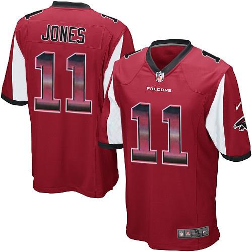 Nike Falcons #11 Julio Jones Red Team Color Men's Stitched NFL Limited Strobe Jersey