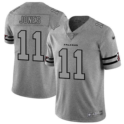 Falcons #11 Julio Jones Gray Men's Stitched Football Limited Team Logo Gridiron Jersey