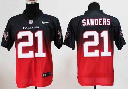 Nike Falcons #21 Deion Sanders Black/Red Men's Stitched NFL Elite Fadeaway Fashion Jersey