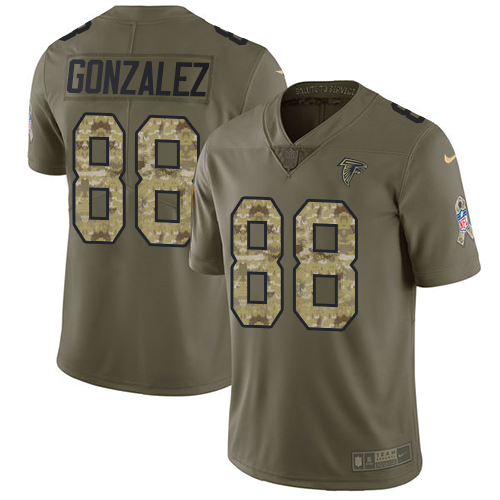 Nike Falcons #88 Tony Gonzalez Olive/Camo Men's Stitched NFL Limited 2017 Salute To Service Jersey