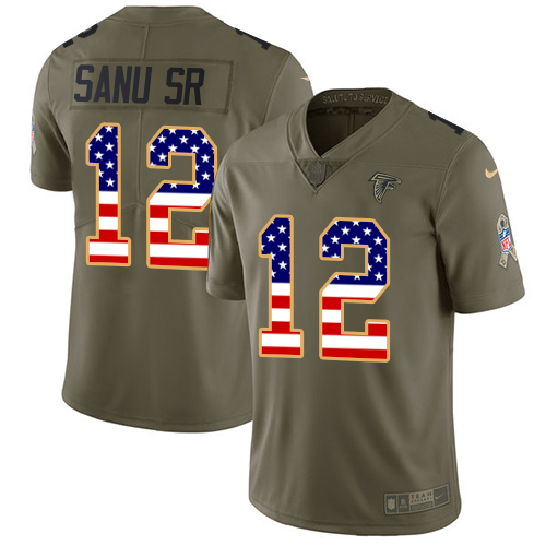 Nike Falcons #12 Mohamed Sanu Sr Olive/USA Flag Men's Stitched NFL Limited 2017 Salute To Service Jersey