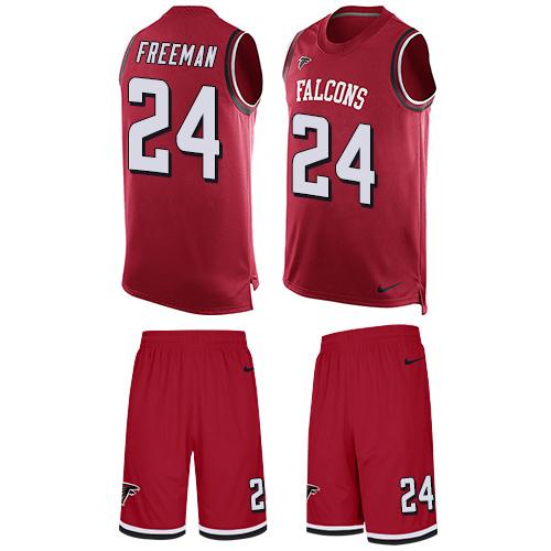 Nike Falcons #24 Devonta Freeman Red Team Color Men's Stitched NFL Limited Tank Top Suit Jersey