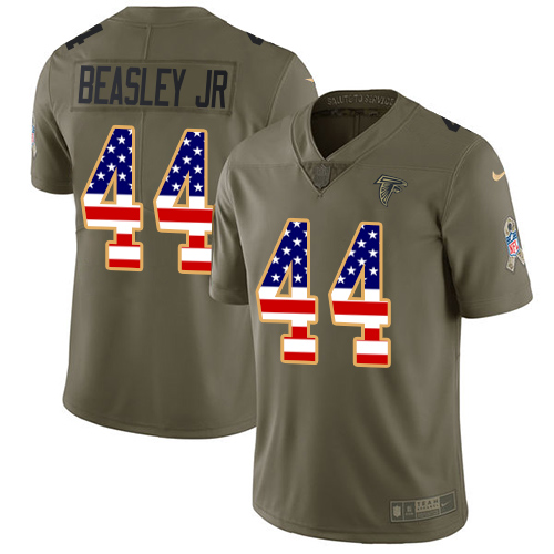 Nike Falcons #44 Vic Beasley Jr Olive/USA Flag Men's Stitched NFL Limited 2017 Salute To Service Jersey - Click Image to Close