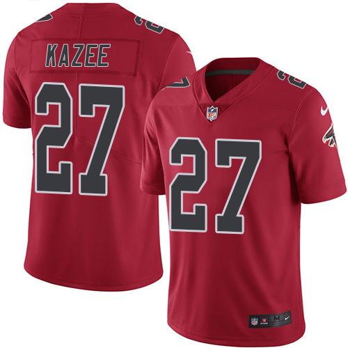 Nike Falcons #27 Damontae Kazee Red Men's Stitched NFL Limited Rush Jersey - Click Image to Close