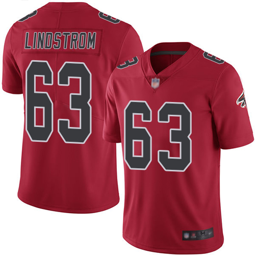 Falcons #63 Chris Lindstrom Red Men's Stitched Football Limited Rush Jersey