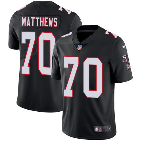 Nike Falcons #70 Jake Matthews Black Alternate Men's Stitched NFL Vapor Untouchable Limited Jersey - Click Image to Close