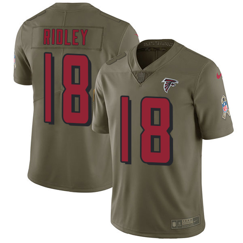 Nike Falcons #18 Calvin Ridley Olive Men's Stitched NFL Limited 2017 Salute To Service Jersey