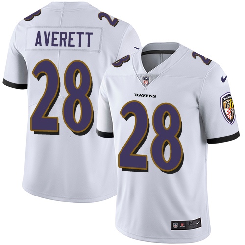 Nike Ravens #28 Anthony Averett White Men's Stitched NFL Vapor Untouchable Limited Jersey - Click Image to Close