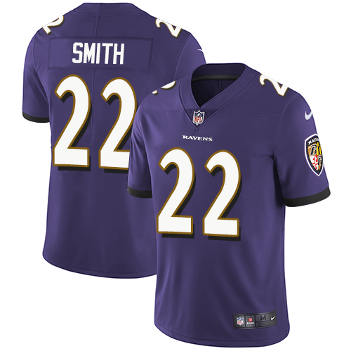 Nike Ravens #22 Jimmy Smith Purple Team Color Men's Stitched NFL Vapor Untouchable Limited Jersey - Click Image to Close