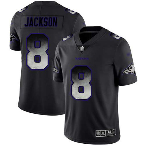 Ravens #8 Lamar Jackson Black Men's Stitched Football Vapor Untouchable Limited Smoke Fashion Jersey