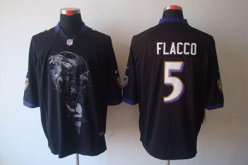 Nike Ravens #5 Joe Flacco Black Alternate Men's Stitched NFL Helmet Tri-Blend Limited Jersey