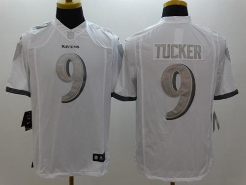 Nike Ravens #9 Justin Tucker White Men's Stitched NFL Limited Platinum Jersey