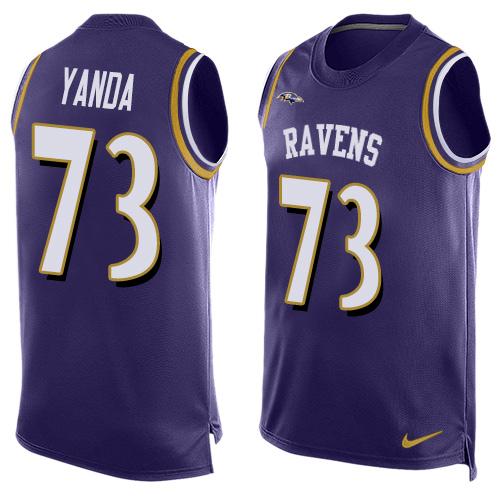 Nike Ravens #73 Marshal Yanda Purple Team Color Men's Stitched NFL Limited Tank Top Jersey - Click Image to Close