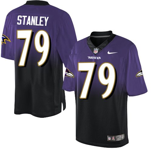 Nike Ravens #79 Ronnie Stanley Purple/Black Men's Stitched NFL Elite Fadeaway Fashion Jersey