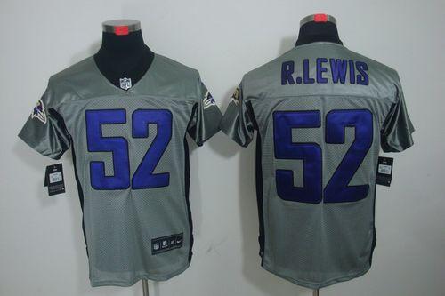 Nike Ravens #52 Ray Lewis Grey Shadow Men's Stitched NFL Elite Jersey - Click Image to Close