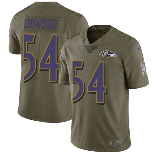 Nike Ravens #54 Tyus Bowser Olive Men's Stitched NFL Limited 2017 Salute To Service Jersey