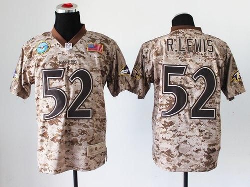 Nike Ravens #52 Ray Lewis Camo Men's Stitched NFL New Elite USMC Jersey