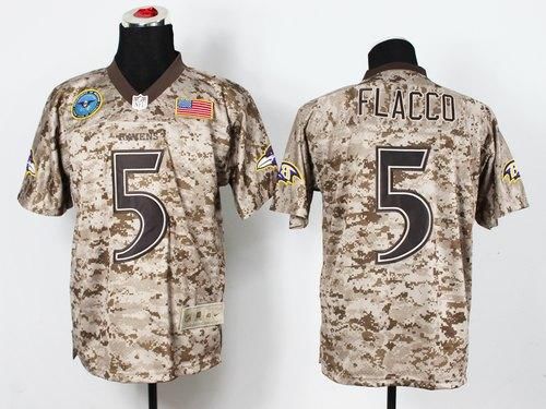 Nike Ravens #5 Joe Flacco Camo Men's Stitched NFL New Elite USMC Jersey