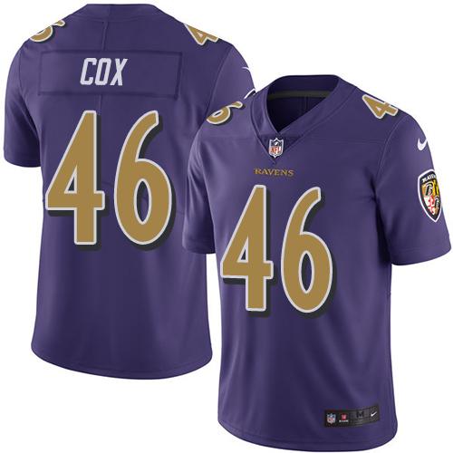 Nike Ravens #46 Morgan Cox Purple Men's Stitched NFL Limited Rush Jersey - Click Image to Close