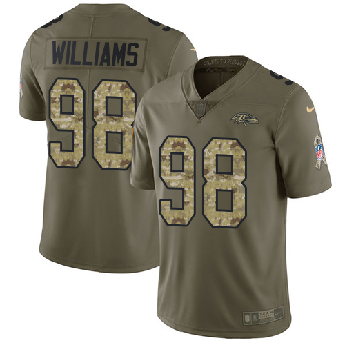 Nike Ravens #98 Brandon Williams Olive/Camo Men's Stitched NFL Limited 2017 Salute To Service Jersey