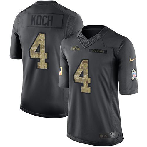 Nike Ravens #4 Sam Koch Black Men's Stitched NFL Limited 2016 Salute to Service Jersey