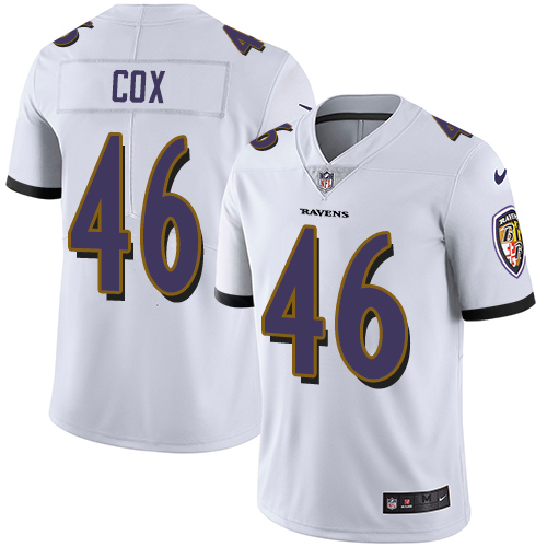 Nike Ravens #46 Morgan Cox White Men's Stitched NFL Vapor Untouchable Limited Jersey