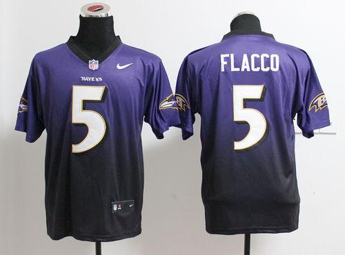 Nike Ravens #5 Joe Flacco Purple/Black Men's Stitched NFL Elite Fadeaway Fashion Jersey