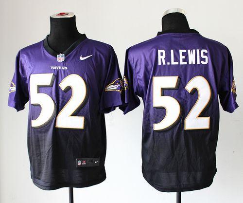 Nike Ravens #52 Ray Lewis Purple/Black Men's Stitched NFL Elite Fadeaway Fashion Jersey - Click Image to Close