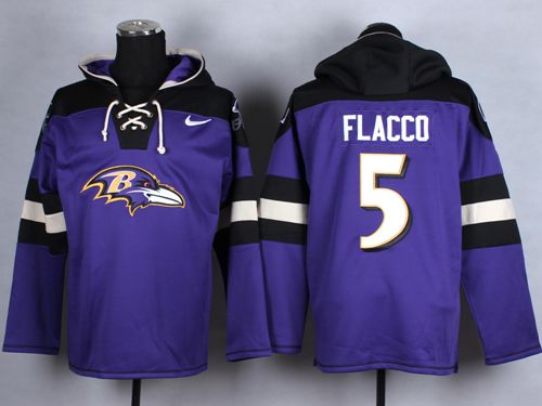 Nike Ravens #5 Joe Flacco Purple Player Pullover NFL Hoodie