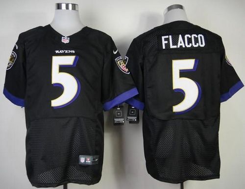 Nike Ravens #5 Joe Flacco Black Alternate Men's Stitched NFL New Elite Jersey