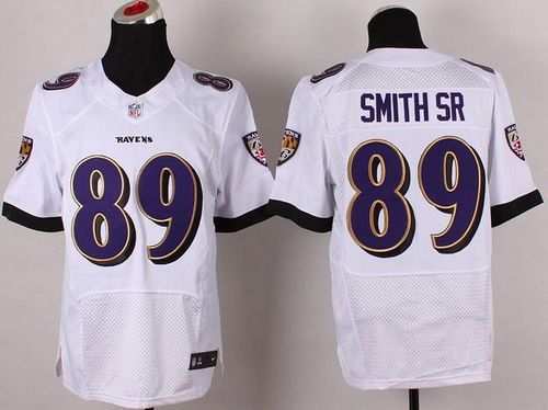 Nike Ravens #89 Steve Smith White Men's Stitched NFL New Elite Jersey