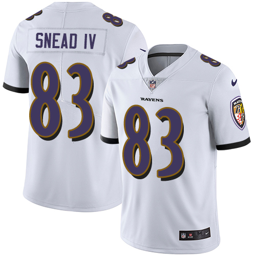 Nike Ravens #83 Willie Snead IV White Men's Stitched NFL Vapor Untouchable Limited Jersey - Click Image to Close