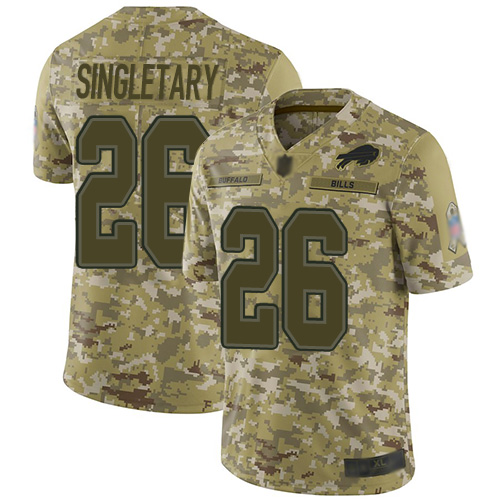 Bills #26 Devin Singletary Camo Men's Stitched Football Limited 2018 Salute To Service Jersey