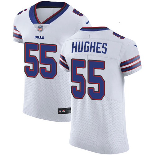 Nike Bills #55 Jerry Hughes White Men's Stitched NFL Vapor Untouchable Elite Jersey - Click Image to Close