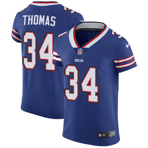 Nike Bills #34 Thurman Thomas Royal Blue Team Color Men's Stitched NFL Vapor Untouchable Elite Jersey