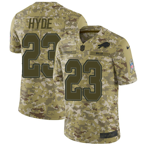 Nike Bills #23 Micah Hyde Camo Men's Stitched NFL Limited 2018 Salute To Service Jersey