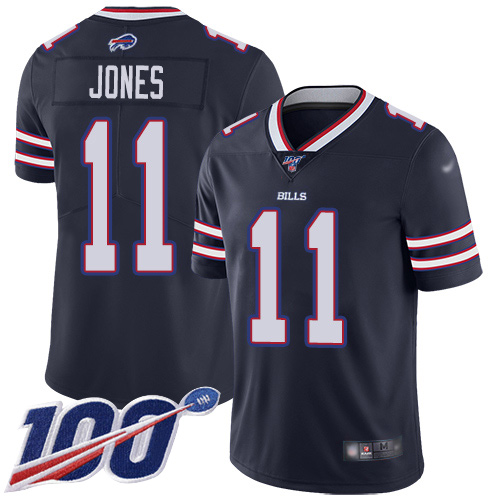 Bills #11 Zay Jones Navy Men's Stitched Football Limited Inverted Legend 100th Season Jersey