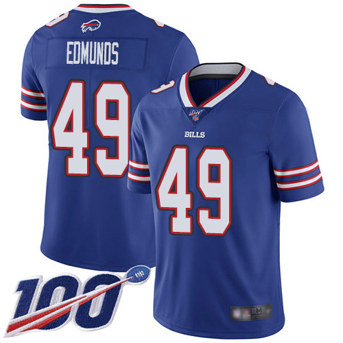 Bills #49 Tremaine Edmunds Royal Blue Team Color Men's Stitched Football 100th Season Vapor Limited Jersey