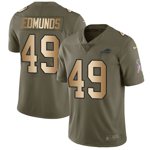 Nike Bills #49 Tremaine Edmunds Olive/Gold Men's Stitched NFL Limited 2017 Salute To Service Jersey