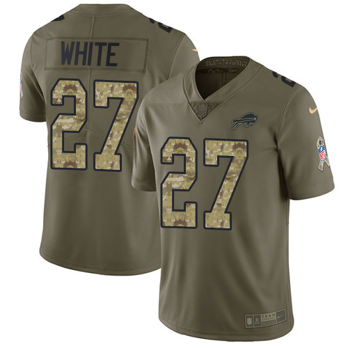 Nike Bills #27 Tre'Davious White Olive/Camo Men's Stitched NFL Limited 2017 Salute To Service Jersey - Click Image to Close