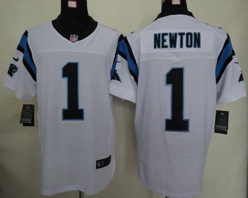 Nike Panthers #1 Cam Newton White Men's Stitched NFL Elite Jersey