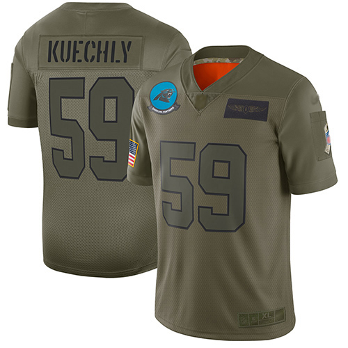 Panthers #59 Luke Kuechly Camo Men's Stitched Football Limited 2019 Salute To Service Jersey - Click Image to Close