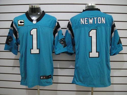 Nike Panthers #1 Cam Newton Blue Alternate With C Patch Men's Stitched NFL Elite Jersey