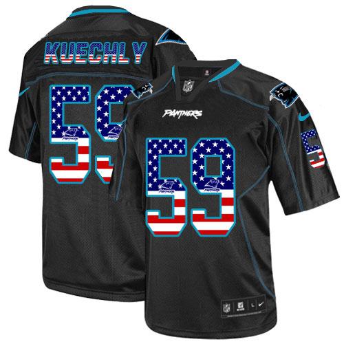 Nike Panthers #59 Luke Kuechly Black Men's Stitched NFL Elite USA Flag Fashion Jersey