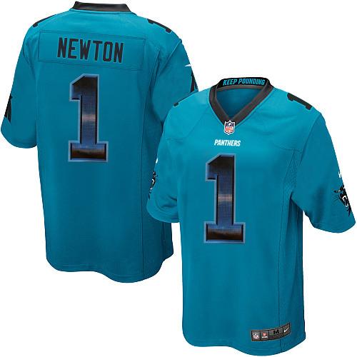 Nike Panthers #1 Cam Newton Blue Alternate Men's Stitched NFL Limited Strobe Jersey