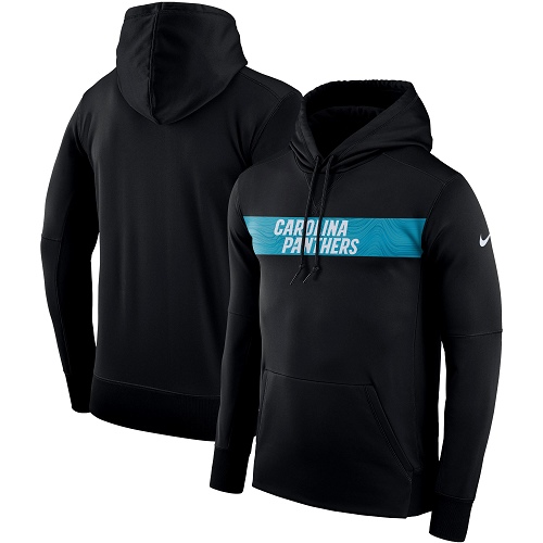 Men's Carolina Panthers Nike Black Sideline Team Performance Pullover Hoodie