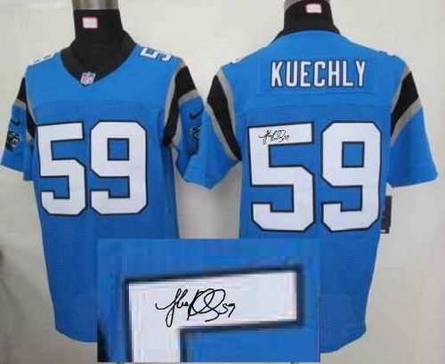 Nike Panthers #59 Luke Kuechly Blue Alternate Men's Stitched NFL Elite Autographed Jersey