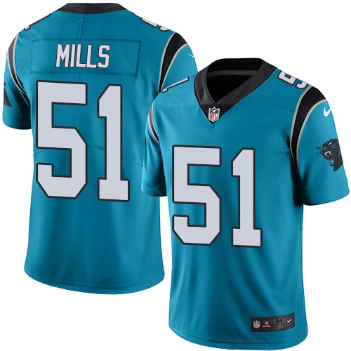 Nike Panthers #51 Sam Mills Blue Men's Stitched NFL Limited Rush Jersey