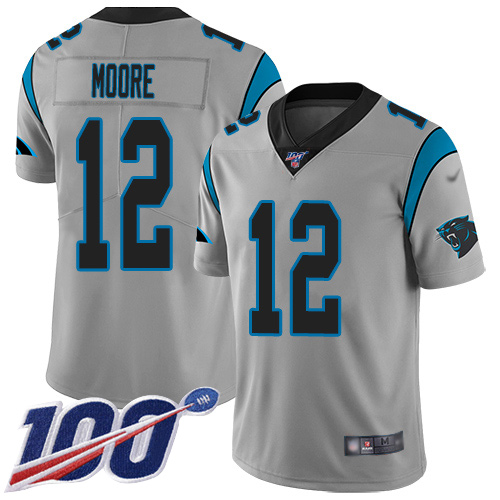 Panthers #12 DJ Moore Silver Men's Stitched Football Limited Inverted Legend 100th Season Jersey