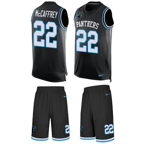 Nike Panthers #22 Christian McCaffrey Black Team Color Men's Stitched NFL Limited Tank Top Suit Jersey